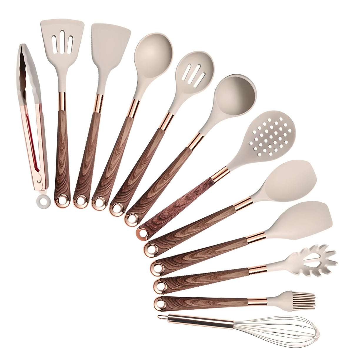 Silicone Kitchen Utensils Set - Heat Resistant, Non-stick, Rose Gold Plated Handles kitchen tools & utensils Julia M Home & Kitchen   