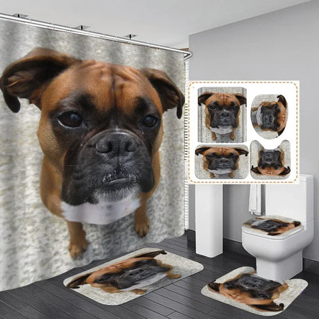 Cute Dog Digital Print Labrador Shower Curtain Waterproof Bathroom Curtain Set with Hooks Home Decor Bathroom Curtains - Julia M LifeStyles