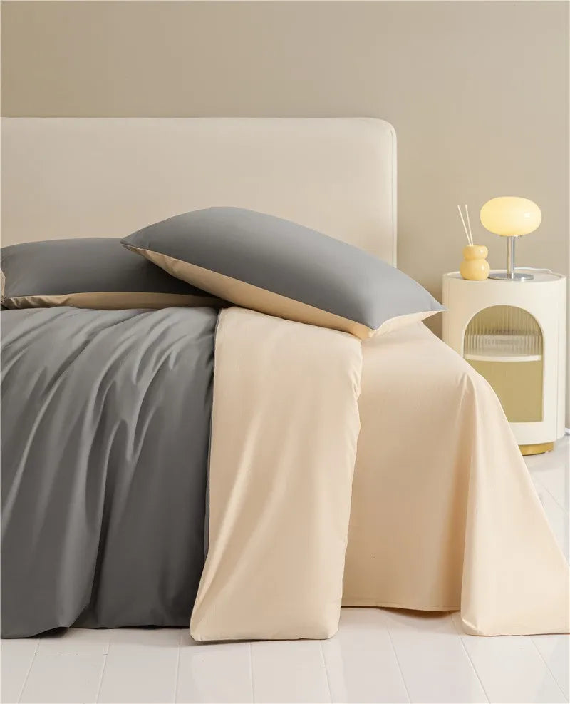 Reversible Brushed Cotton Duvet Cover Set with Pillowcases in Multiple Sizes