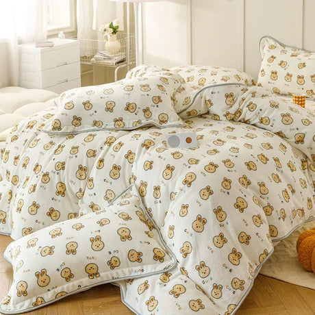 Polka Dot and Heart Winter Bedding Set Quilts and Blankets Julia M Home & Kitchen 10 US Full size 4 pcs 