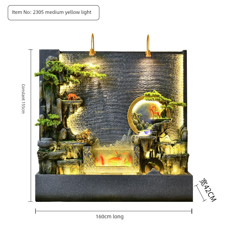 Courtyard Rockery Double - Sided Water Curtain Wall Fish Tank Water Screen Living Room Decoration Company Hotel Fortune Fengshui Wheel Landscape - Julia M LifeStyles