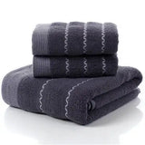 Luxury Cotton Towel Set - 2 Hand & Face Towels, 1 Big Bath Towel bath towel set Julia M Home & Kitchen wave navy grey 3pcs set 