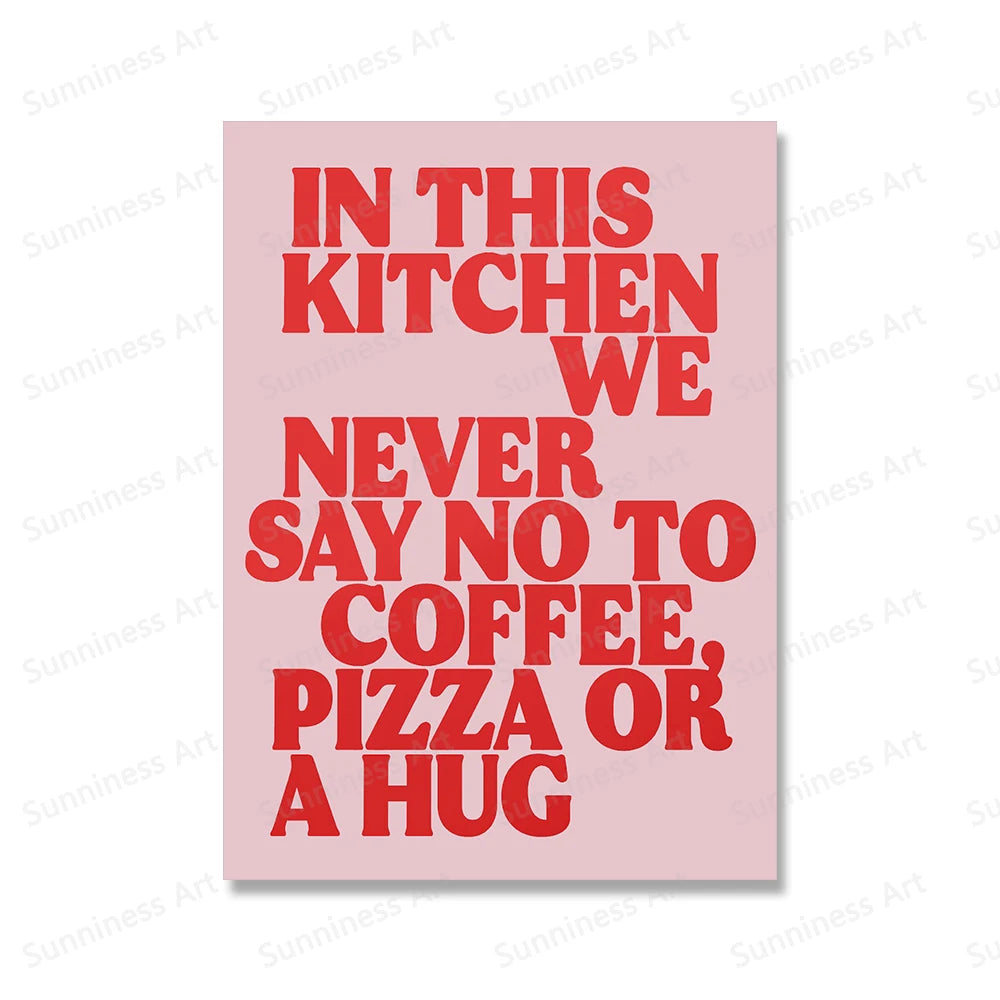 "Colourful Kitchen Quote Canvas Print" wall art poster Julia M LifeStyles Burgundy 40x50cm no frame 