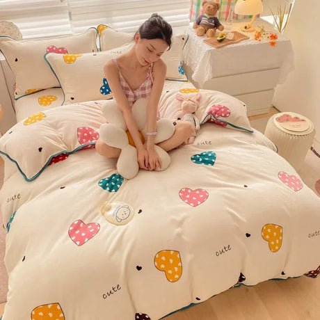 Polka Dot and Heart Winter Bedding Set Quilts and Blankets Julia M Home & Kitchen 20 US Full size 4 pcs 