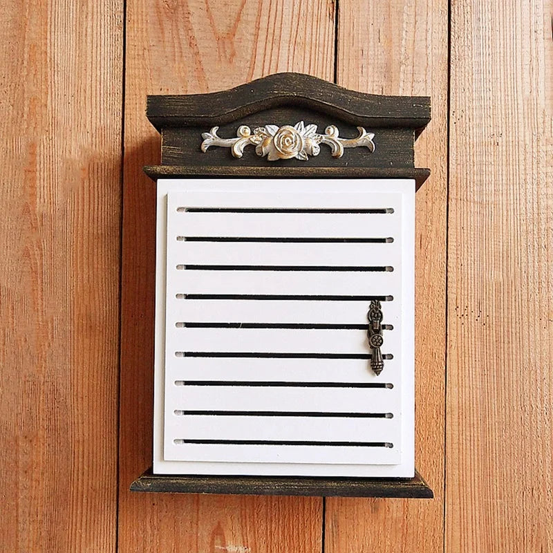 Wall-Mounted Rustic Wooden Key Box with 4 Hooks Wooden Key Box Julia M Home & Kitchen   