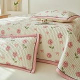 Beige Floral Reversible Quilt Set - 3 Pieces, Twin/Queen Size