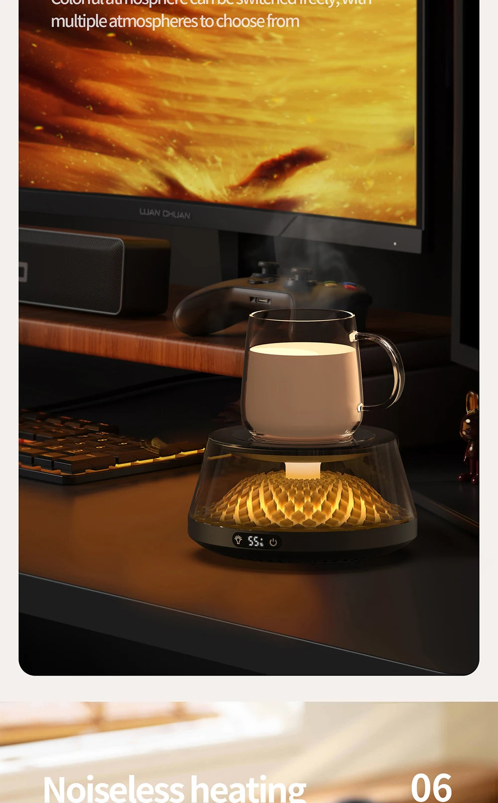 Coffee Cup Heater USB Heating Pad Coaster 4 Temperature Setting Electic Milk Tea Water Thermostatic Cup Warmer For Home Office