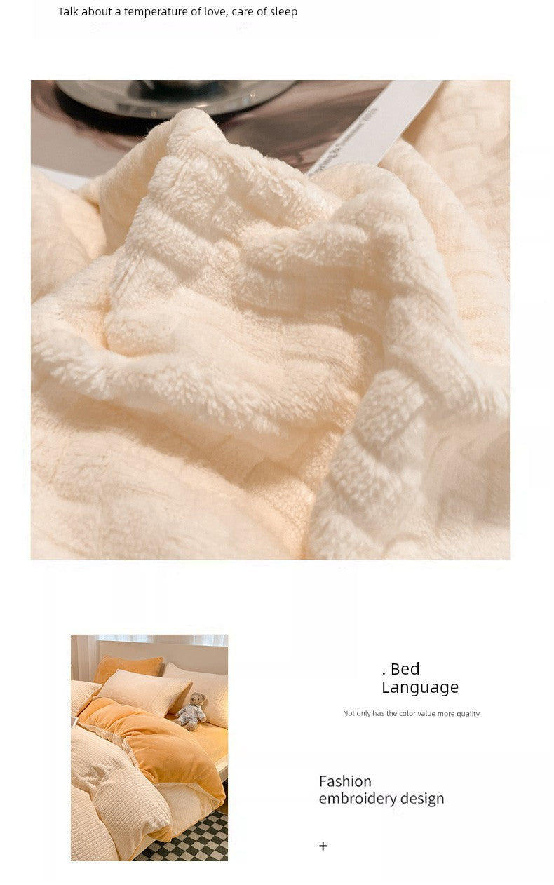 Winter Bed Milk Fiber Thickened Four-Piece Set