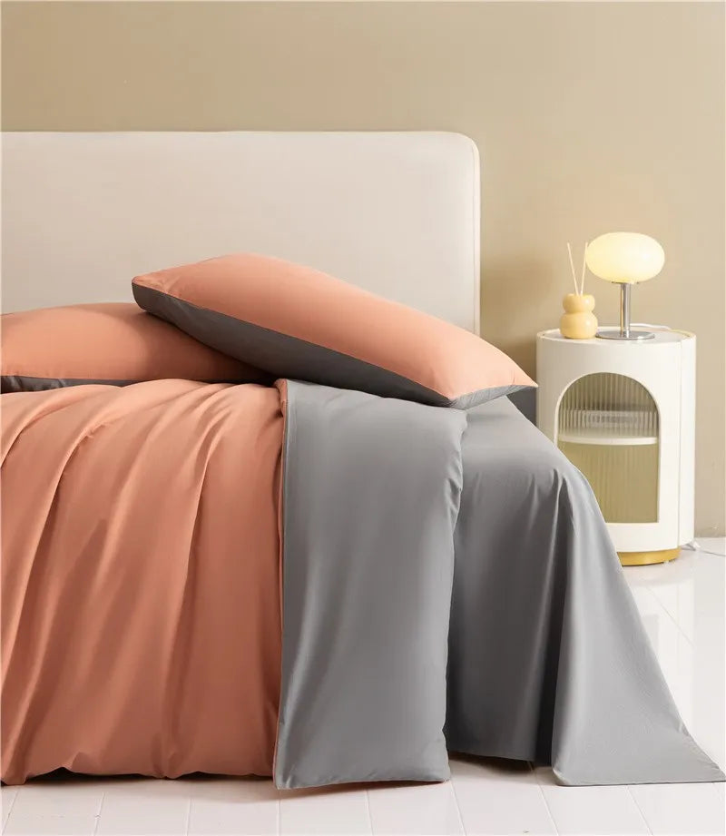 Reversible Brushed Cotton Duvet Cover Set with Pillowcases in Multiple Sizes