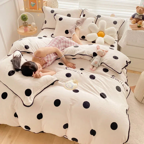 Polka Dot and Heart Winter Bedding Set Quilts and Blankets Julia M Home & Kitchen 9 AU Single size 3 pcs 