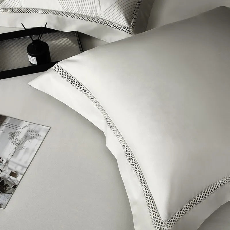 Silk - Like Satin 4 - Piece Duvet Cover Set with Double Stitching & Pillowcases - Julia M LifeStyles