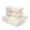 Luxury Cotton Towel Set - 2 Hand & Face Towels, 1 Big Bath Towel bath towel set Julia M Home & Kitchen Dot cream white 3pcs set 