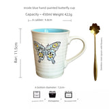 Vintage Floral Hand-Painted Ceramic Cup with Spoon - 401-500mL Capacity - Julia M LifeStyles