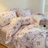 100% Cotton Spring Garden Flowers Botanical Chic Ruffles Soft Comfortable Double Queen (1Duvet Cover+1Bed Sheet+2Pillowcases) - Julia M LifeStyles