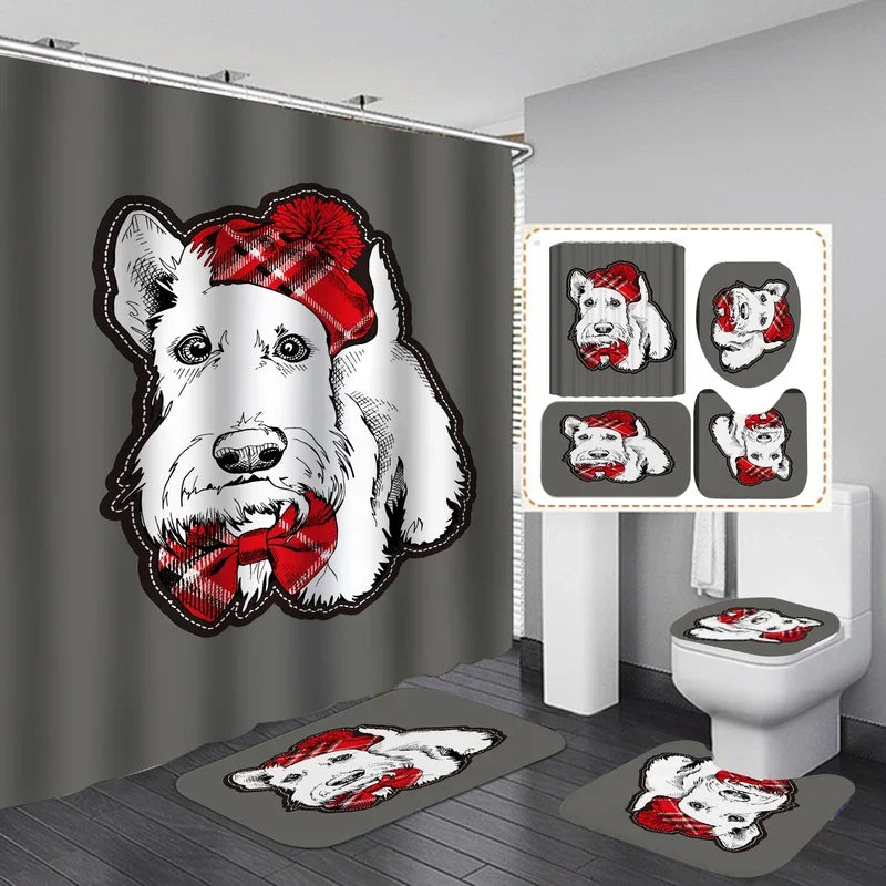 Cute Dog Digital Print Labrador Shower Curtain Waterproof Bathroom Curtain Set with Hooks Home Decor Bathroom Curtains - Julia M LifeStyles