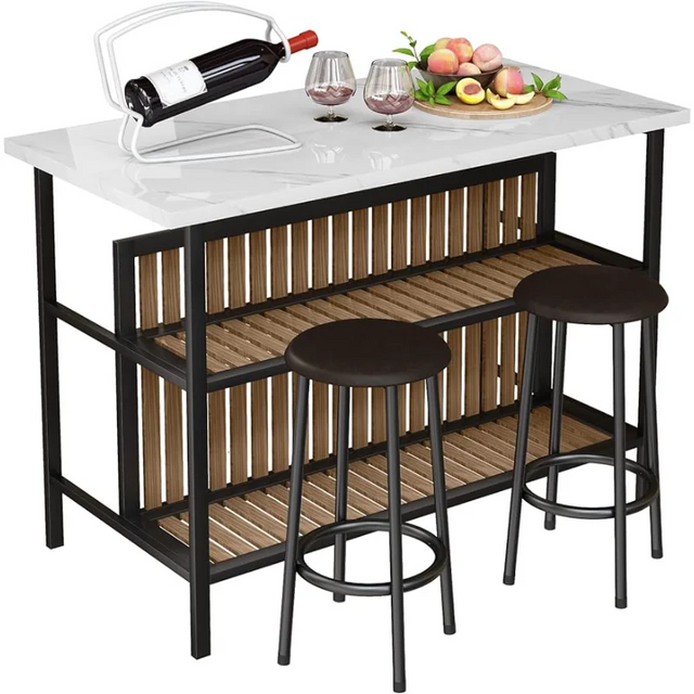 3 Piece Bar Table Set with Storage & Seating Bar Table Set with Storage & Seating Julia M Home & Kitchen United States  