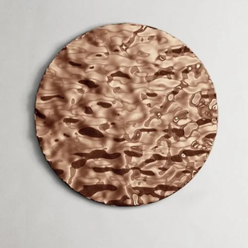 Corrugated Metal Mirror Wall Decor with Stainless Steel Pendant round corrugatted mirror Julia M Home & Kitchen Rose gold D600mm 