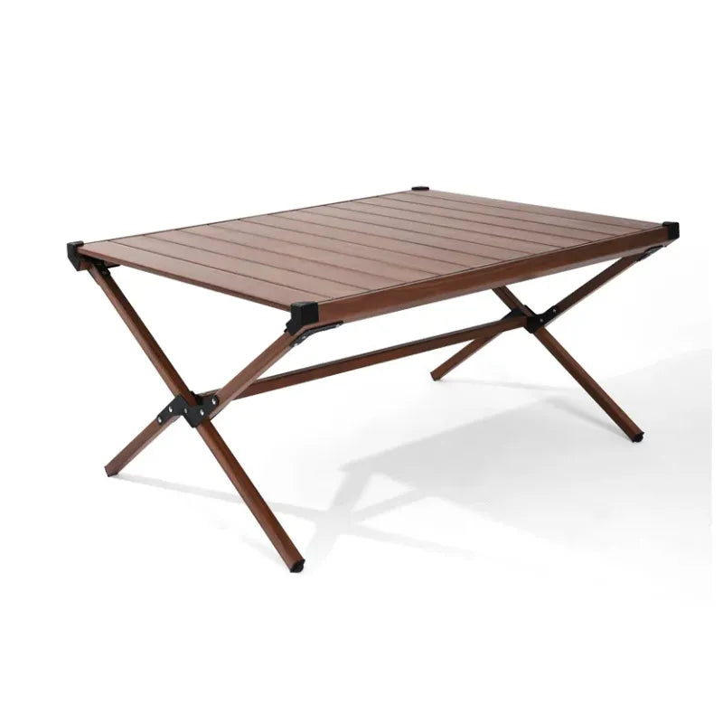 Dark Brown Mahogany Roll-Top Folding Camping Table Roll-Top Camping Table Julia M Home & Kitchen United States  