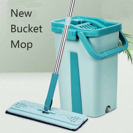 Julia M Home & Kitchen Squeeze Mop Bucket with 6 Microfiber Pads Mops Julia M Home & Kitchen   