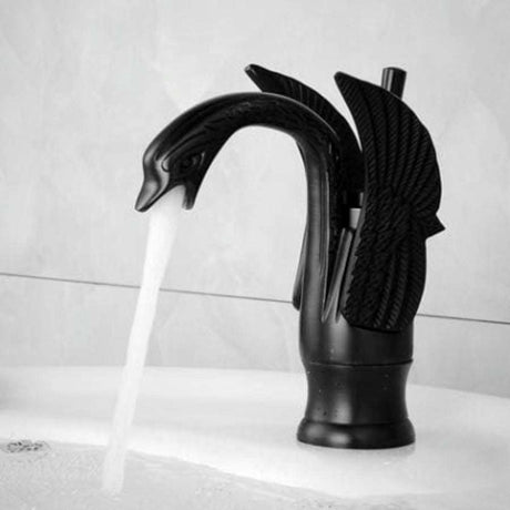Swan Gold Black Faucet - Contemporary Luxury Bathroom Decor Bathroom Accessory Mounts Julia M Home & Kitchen   