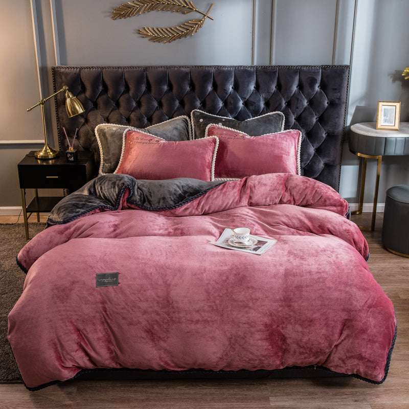 Velvet Milk Solid Color Quilt Cover Quilts and Blankets Julia M Home & Kitchen Rose Red 150x200cm 