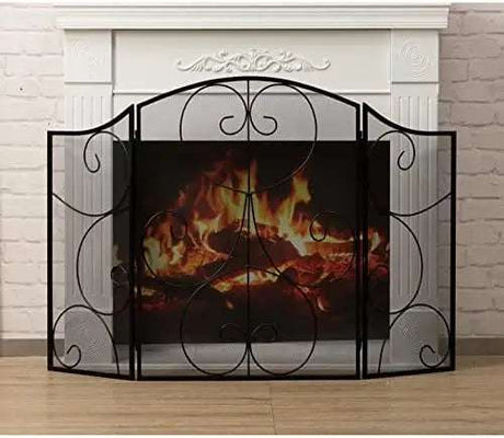 Vintage-Black Heavy Duty Fireplace Screen Fireplace Screen Julia M Home & Kitchen United States  