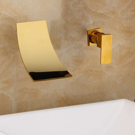 Chrome/Gold Waterfall Spout Basin Faucet: The Ultimate Bathroom Upgrade bathroom accessories Julia M Home & Kitchen Gold  