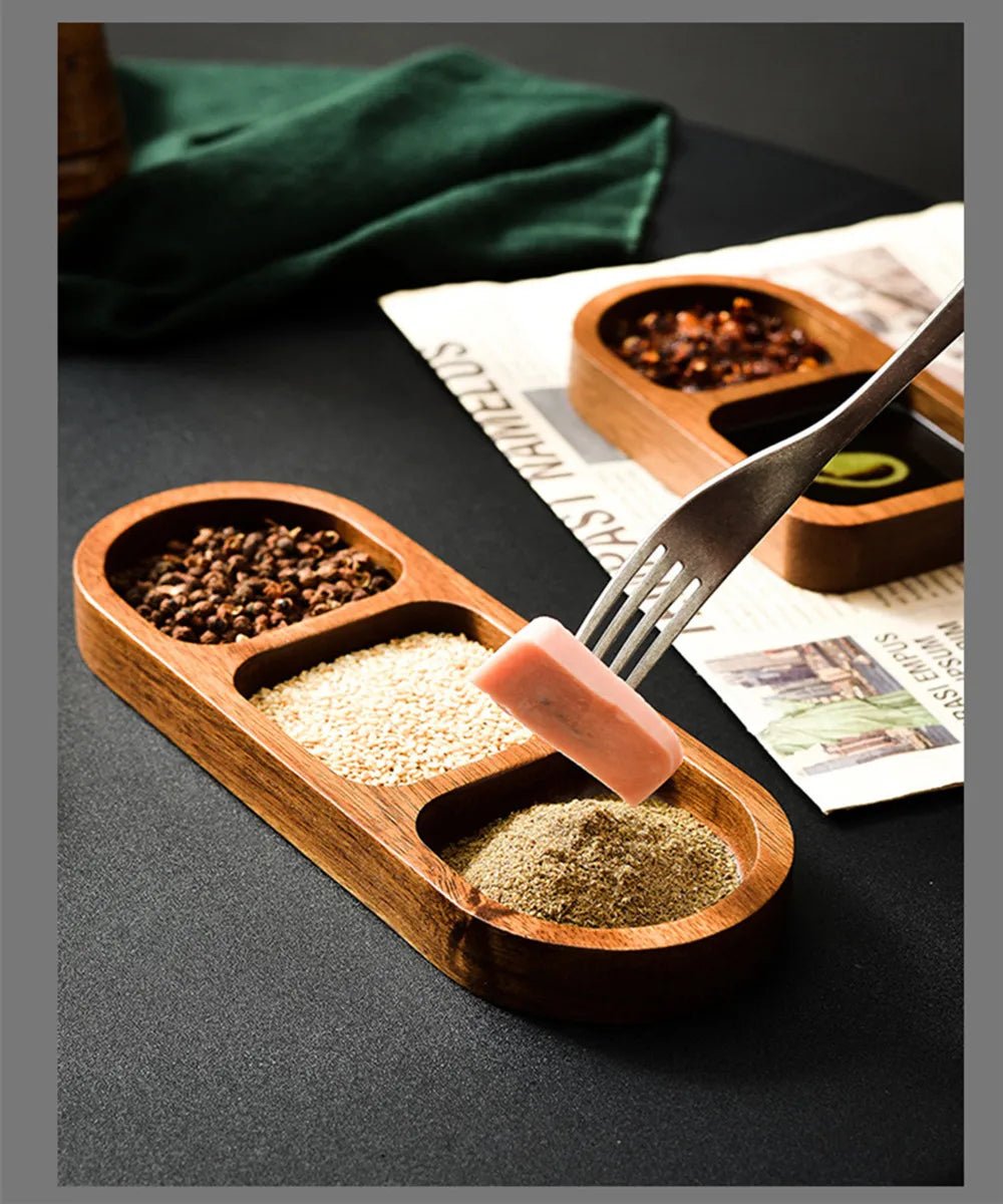 Acacia Wood Serving Tray with Sauce Dish - Julia M LifeStyles