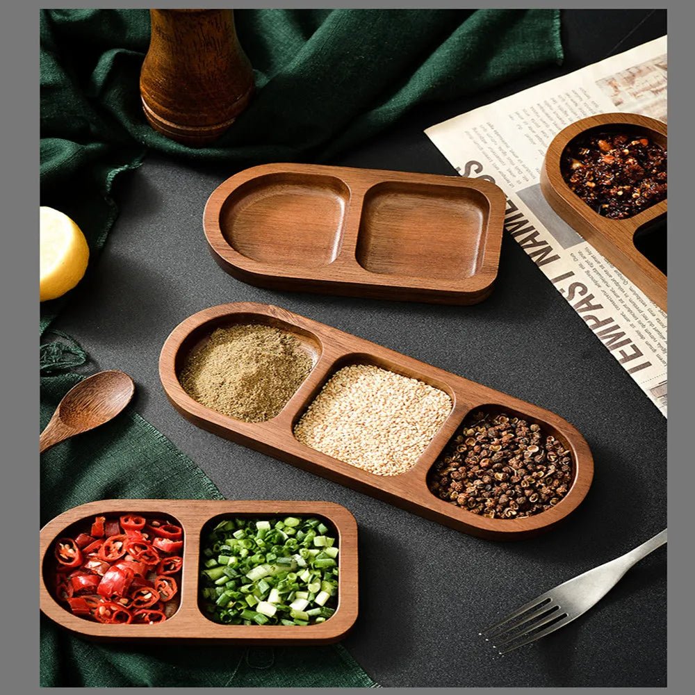 Acacia Wood Serving Tray with Sauce Dish - Julia M LifeStyles