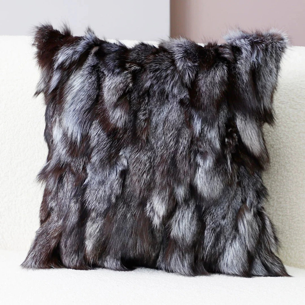 Accessible Luxury Wind Black Pillow Model Room Jacquard Fox Fur Pillow Cover Bed & Breakfast Living Room Sofa Cushion Cover Removable and Washable - Julia M LifeStyles