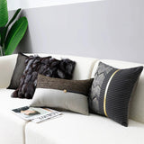 Accessible Luxury Wind Black Pillow Model Room Jacquard Fox Fur Pillow Cover Bed & Breakfast Living Room Sofa Cushion Cover Removable and Washable - Julia M LifeStyles