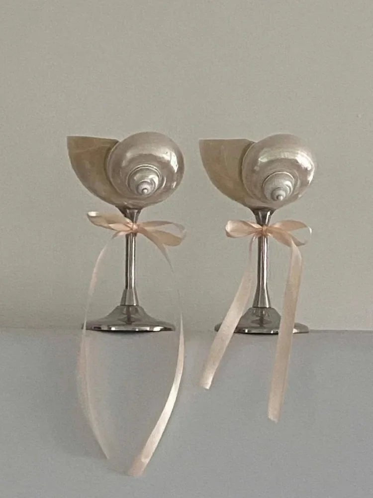 AhunderJiaz - Vintage Champagne Glasses, Creative Natural Shell Goblet, Metal Vintage Wine Glasses, Party Cocktail Drinkware Set - Julia M LifeStyles