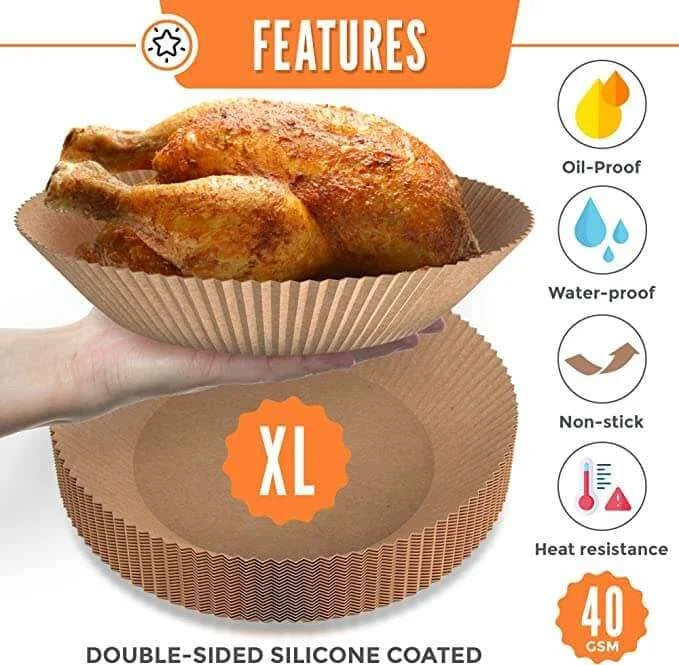 Air Fryer Disposable Food Grade Paper Liner XL Family Size 9.6Inch*4.5inch (100pcs) Baking Mats & Liners Julia M Home & Kitchen   