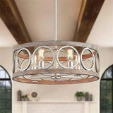 American Industrial Circular Chandelier Farmhouse Retro Iron Art Wood Grain For Restaurant Home Bedroom Ceiling Light Home Decor - Julia M LifeStyles