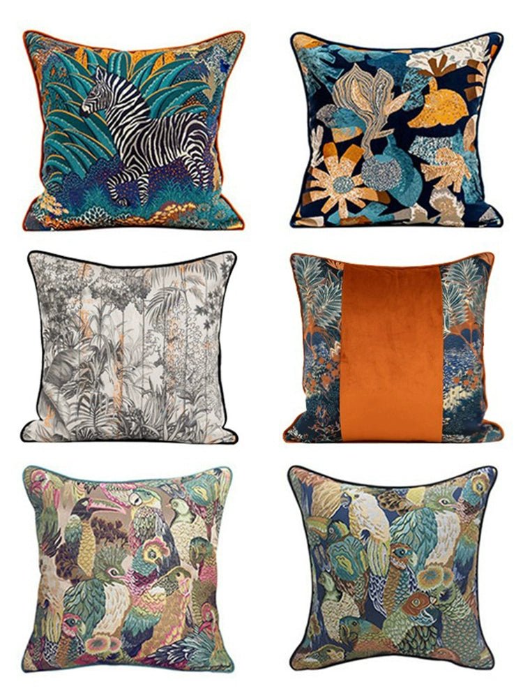 American Jungle Velvet Cushion Cover by Meow Sauce Home - Julia M LifeStyles