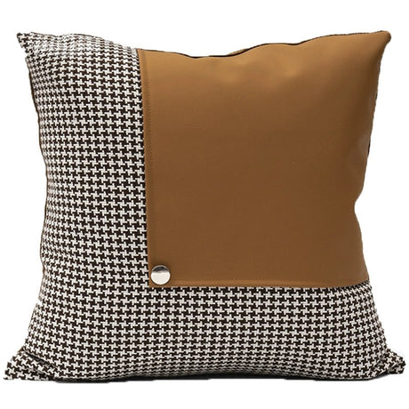 American Modern Light Luxury Retro Houndstooth Leather Patchwork Sofa Model Room Designer Pillow Cushion with Pillow Core - Julia M LifeStyles