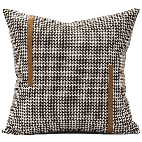 American Modern Light Luxury Retro Houndstooth Leather Patchwork Sofa Model Room Designer Pillow Cushion with Pillow Core - Julia M LifeStyles