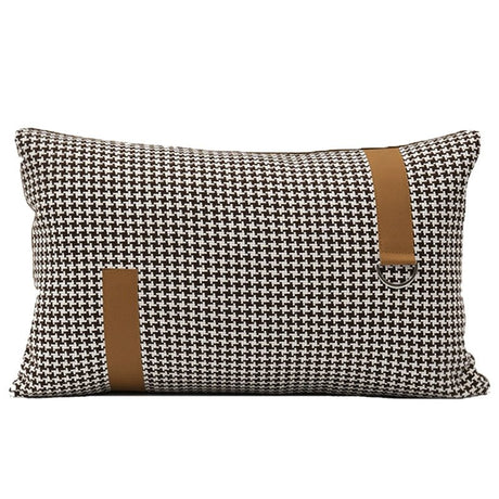 American Modern Light Luxury Retro Houndstooth Leather Patchwork Sofa Model Room Designer Pillow Cushion with Pillow Core - Julia M LifeStyles