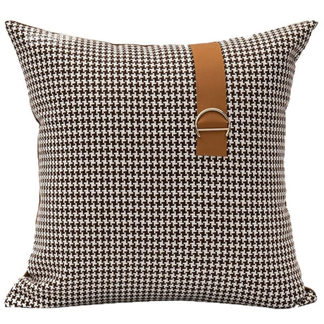 American Modern Light Luxury Retro Houndstooth Leather Patchwork Sofa Model Room Designer Pillow Cushion with Pillow Core - Julia M LifeStyles