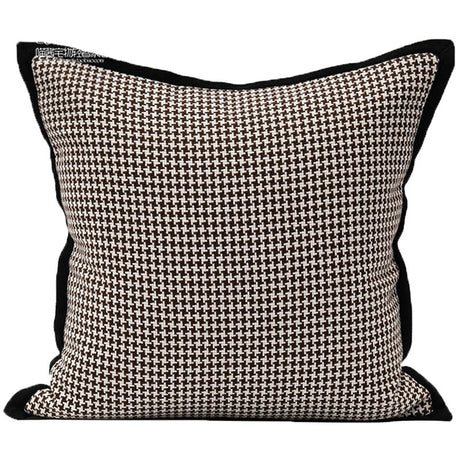 American Modern Light Luxury Retro Houndstooth Leather Patchwork Sofa Model Room Designer Pillow Cushion with Pillow Core - Julia M LifeStyles