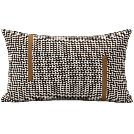 American Modern Light Luxury Retro Houndstooth Leather Patchwork Sofa Model Room Designer Pillow Cushion with Pillow Core - Julia M LifeStyles