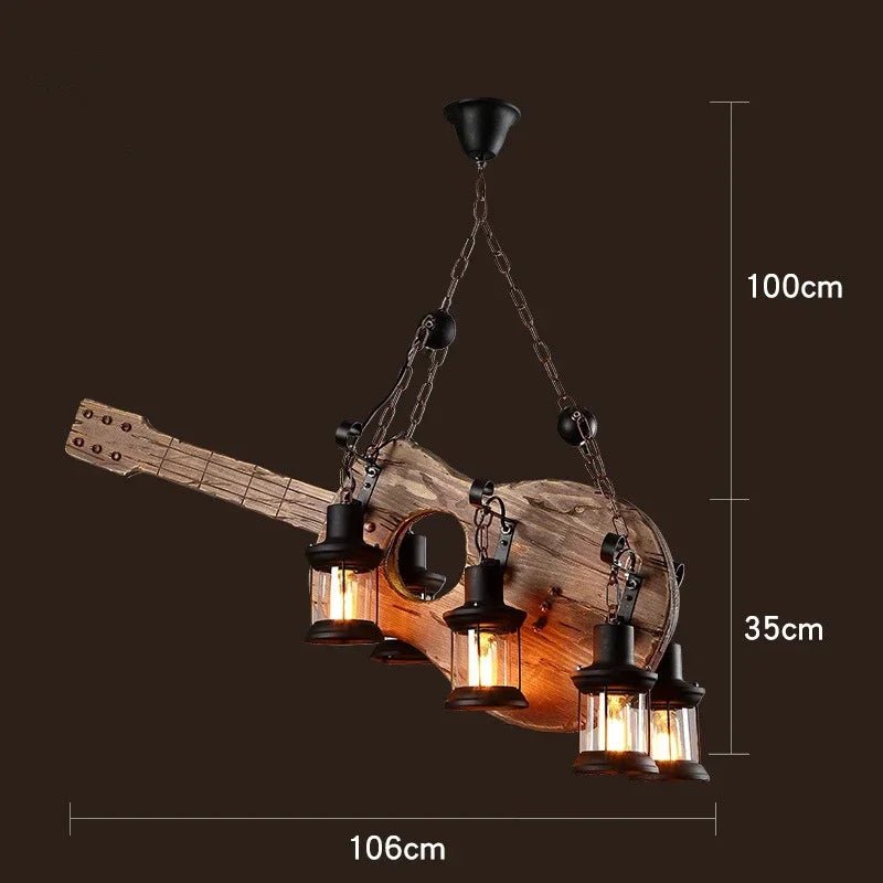 American Retro Industrial Style Chandelier Glass Solid Wood Iron Restaurant Bar Coffee Shop Boat Wood Decoration Pendent Lamp - Julia M LifeStyles