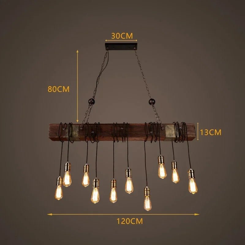 American Retro Industrial Style Chandelier Glass Solid Wood Iron Restaurant Bar Coffee Shop Boat Wood Decoration Pendent Lamp - Julia M LifeStyles