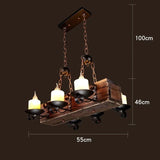 American Retro Industrial Style Chandelier Glass Solid Wood Iron Restaurant Bar Coffee Shop Boat Wood Decoration Pendent Lamp - Julia M LifeStyles