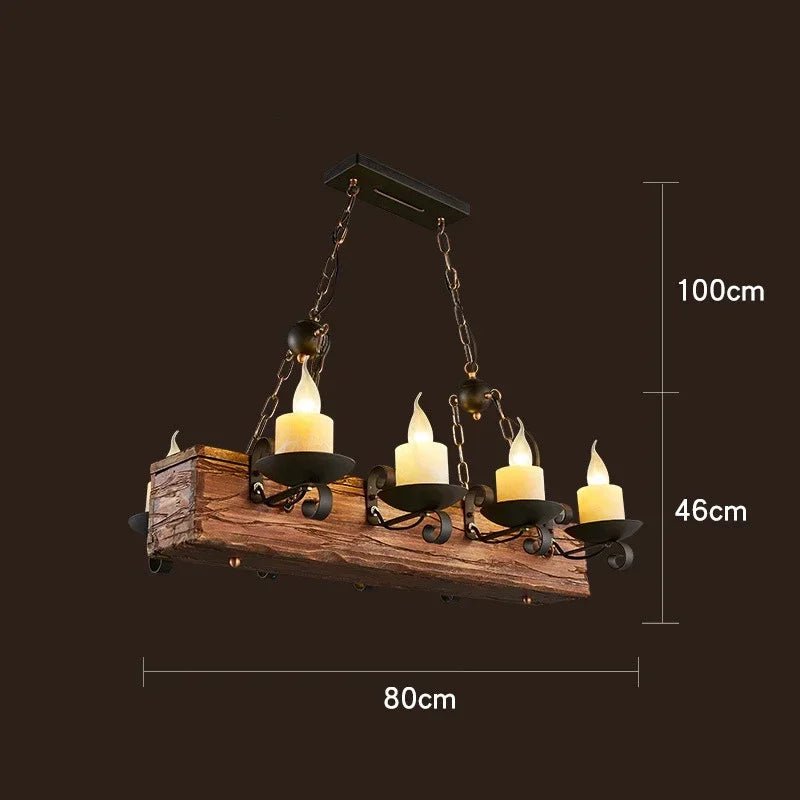 American Retro Industrial Style Chandelier Glass Solid Wood Iron Restaurant Bar Coffee Shop Boat Wood Decoration Pendent Lamp - Julia M LifeStyles