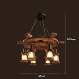 American Retro Industrial Style Chandelier Glass Solid Wood Iron Restaurant Bar Coffee Shop Boat Wood Decoration Pendent Lamp - Julia M LifeStyles