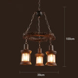 American Retro Industrial Style Chandelier Glass Solid Wood Iron Restaurant Bar Coffee Shop Boat Wood Decoration Pendent Lamp - Julia M LifeStyles