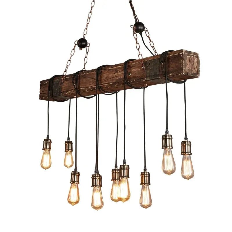 American Retro Industrial Style Chandelier Glass Solid Wood Iron Restaurant Bar Coffee Shop Boat Wood Decoration Pendent Lamp - Julia M LifeStyles