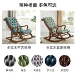 American Solid Wood Rocking Chair Balcony Casual Lunch Break Recliner Fabric Genuine Leather Simple Leisure Chair Living Room Adult Couch - Julia M LifeStyles