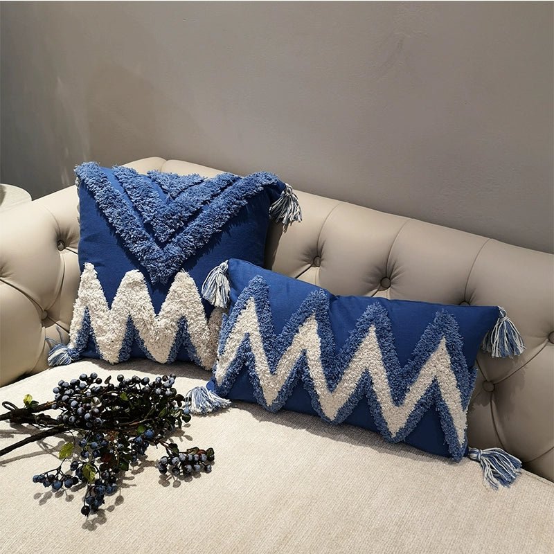 American Tassel Embroider Cushion Cover Mediterranean Home Pillowcase Office Living Room Sofa Model Room Pillow Cotton Waist Pillow - Julia M LifeStyles